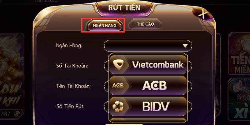 rút tiền qua ngân hàng